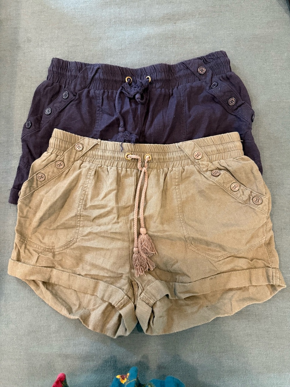 Ci Sono Drawstring Shorts Duo - Navy and Khaki